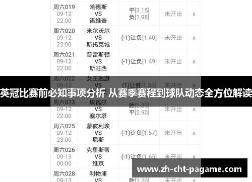 英冠比赛前必知事项分析 从赛季赛程到球队动态全方位解读 英冠比赛前必知事项分析 从赛季赛程到球队动态全方位解读